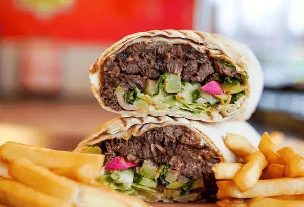 Lazeez Shawarma Beef Shawarma Pita Wrap